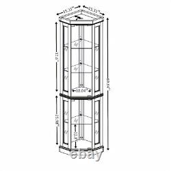 For Living Room Corner Glass Cabinet Lighted Curio Cabinet Corner Display Case