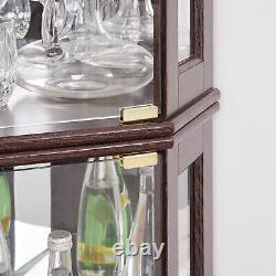 For Living Room Corner Glass Cabinet Lighted Curio Cabinet Corner Display Case