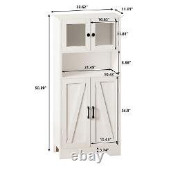 Four Door Storage Cabinet with LED, Open Shelf, Transparent Acrylic Display