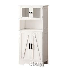 Four Door Storage Cabinet with LED, Open Shelf, Transparent Acrylic Display