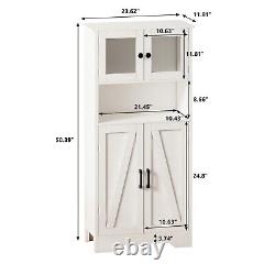 Four Door Storage Cabinets with LED Light Open Shelf Display Cabinet