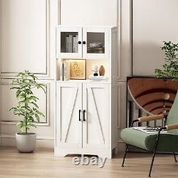 Four Door Storage Cabinets with LED Light Open Shelf Display Cabinet