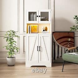 Four Door Storage Cabinets with LED Light Open Shelf Display Cabinet