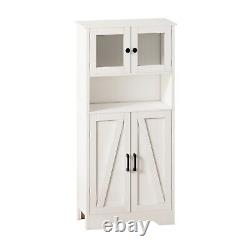 Four Door Storage Cabinets with LED Light Open Shelf Display Cabinet