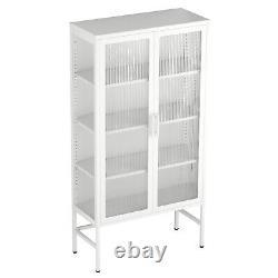 Four/Double Glass Door Storage Cabinet Display Cabinet with Adjustable Shelves