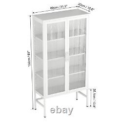 Four/Double Glass Door Storage Cabinet Display Cabinet with Adjustable Shelves