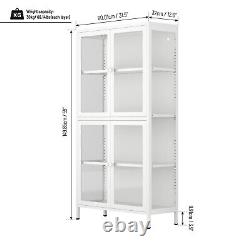 Four Glass Door Storage Cabinet with Adjustable Shelves Sideboard Furniture