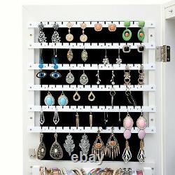 Free Standing Full Length Mirror Jewelry Cabinet Armoire Storage Organize LED