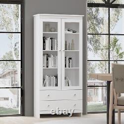 Freestand Bookshelf 2 Arylic Door 2 Drawer Display Large Storage Cabinet Study