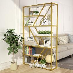 Functional White + Gold Bookshelf Room Divider Home Office Display Storage Rack