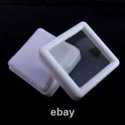 Gem Display Box Storage Tool Coin Jar (White, 3 x 3 cm) Top Glass Gemstone lot