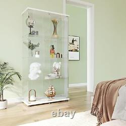Glass Display Cabinet 2 Doors WithLocks 4 Shelves For Figures Curio Collection