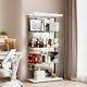 Glass Display Cabinet 4 Shelf Curio Withmirror Bookshelf Trophy Case White New