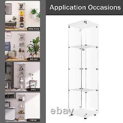 Glass Display Cabinet 4-Shelf with Door and Lock, Curio Cabinets Upgraded Quick