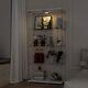 Glass Display Cabinet 4 Shelves 2 Doors Withled Push Light Storage Case For Curio