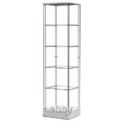 Glass Display Showcase Cabinet 4-Shelf with Lock for Living Room, Office