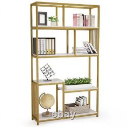 Gold Frame Bookshelf Heavy Duty Stand Display Bookcase Storage for Home Office