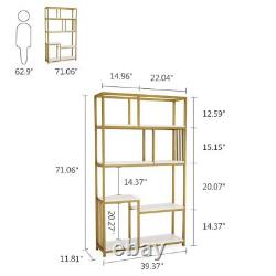 Gold Frame Bookshelf Heavy Duty Stand Display Bookcase Storage for Home Office