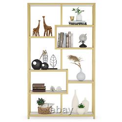Gold & White Faux Marble Wood Bookshelf Bookcase Storage Shelves Display Etagere