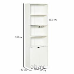 HOMCOM 2 Door 4 Shelves Bookcase Wooden Storage Cabinet Display Unit White