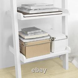 Haotian FRG17-W, White Modern 5 Tiers Ladder Shelf Bookcase, Storage Display She