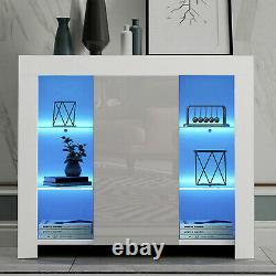 High Gloss Sideboard Tv Unit Cabinet Cupboard Storage Display with Led Lights