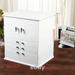 Holiday Gift-giving White Wooden Desktop Jewelry Storage Display Box With Mirror