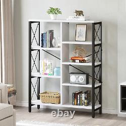 Home 5-Tier Bookshelf Bookcase White with 7 Open Display Storage Rack Book Shelf