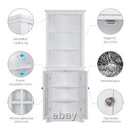 Home Bathroom Tall Corner Storage Cabinet, Floor Slim Display Storage Cabinet