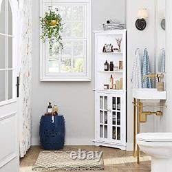 Home Bathroom Tall Corner Storage Cabinet, Floor Slim Display Storage Cabinet