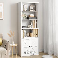 IDEALHOUSE Bookcase with Doors Industrial Bookshelf 11.8in Depth Display Storage