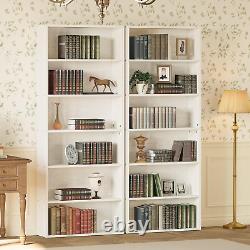 IRONCK Bookshelves and Bookcases Set of 2 Floor Standing 6 Tier Display Storage