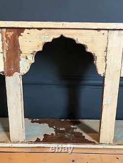Indian Mughal Arch Shelf Boho Antique Cream Wood Rustic Storage Display Unit