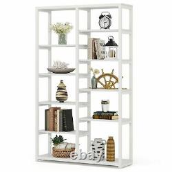 Industrial 10-Open Shelf Etagere Bookcase with Rustic Finish Display Shelf Storage