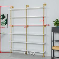 Industrial 6-Tiers Modern Ladder Shelf Bookcase, Solid Wood Storage Shelf, Display