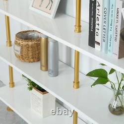 Industrial 6-Tiers Modern Ladder Shelf Bookcase, Solid Wood Storage Shelf, Display