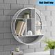 Industrial Style Metal Circular Wall Shelf Accent Decors Display Storage White