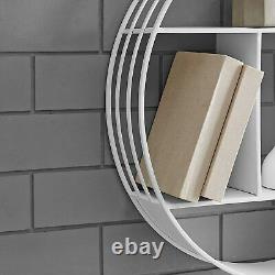 Industrial Style Metal Circular Wall Shelf Accent Decors Display Storage White