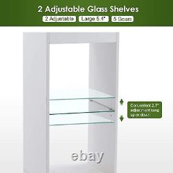 Ivinta Modern Narrow Bookcase Tall Storage Cabinet with Adjustable Glass Display