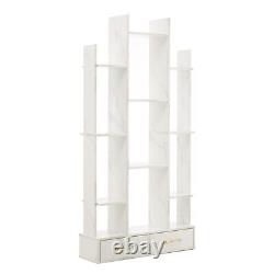 Ivinta Tall Bookshelf with 12 Open Shelves, Storage Display Rack with 2 Drawers
