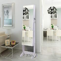 Jewelry Cabinet Mirror Armoire Vanity Door Wall Mounted Storage Lock Box LED Lig