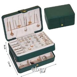 Jewelry Organizer Display Travel Case Boxes Portable PU Storage Earring Holder