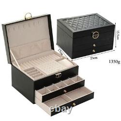 Jewelry Organizer Display Travel Case Boxes Portable PU Storage Earring Holder