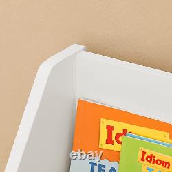 KMB01-W, White Children Kids Bookcase Book Shelf Storage Display Rack Organizer