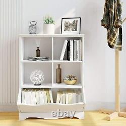 Kid Bookshelf Bookcase Wooden Book Storage With 5 Storage Organizer Book Display
