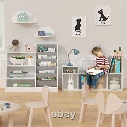 Kids Bookcase Book Shelf Storage Children Display Rack Organizer Holder White