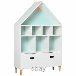 Kids Bookcase Childrens Storage Rack Display Toy Storage Drawers Playroom White