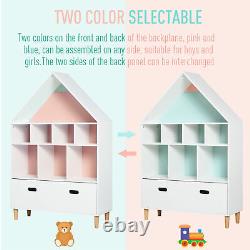 Kids Bookcase Childrens Storage Rack Display Toy Storage Drawers Playroom White