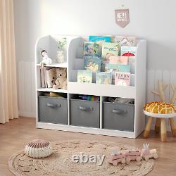 Kids Bookshelf MDF Storage Display Cabinet Bookcase Toy Organizer for Bedroom