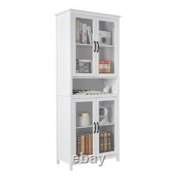 Kitchen Cabinet Pantry Cupboard Storage Organizer 4 Door White Finish New